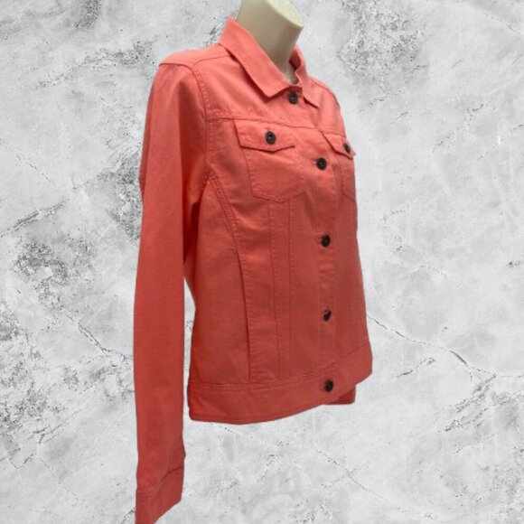 L.L. Bean Women's Orange Linen Cotton Button Up Jacket Size XS - Picture 5 of 8